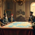 Kırım Savaşı döneminde Osmanlı diplomatlarının Avrupa elçileriyle görüşmesini gösteren sahne