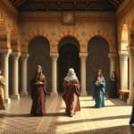 Osmanlı sarayında Harem Hayatı ve Topkapı Sarayı avlusunda gündelik düzen sahnesi