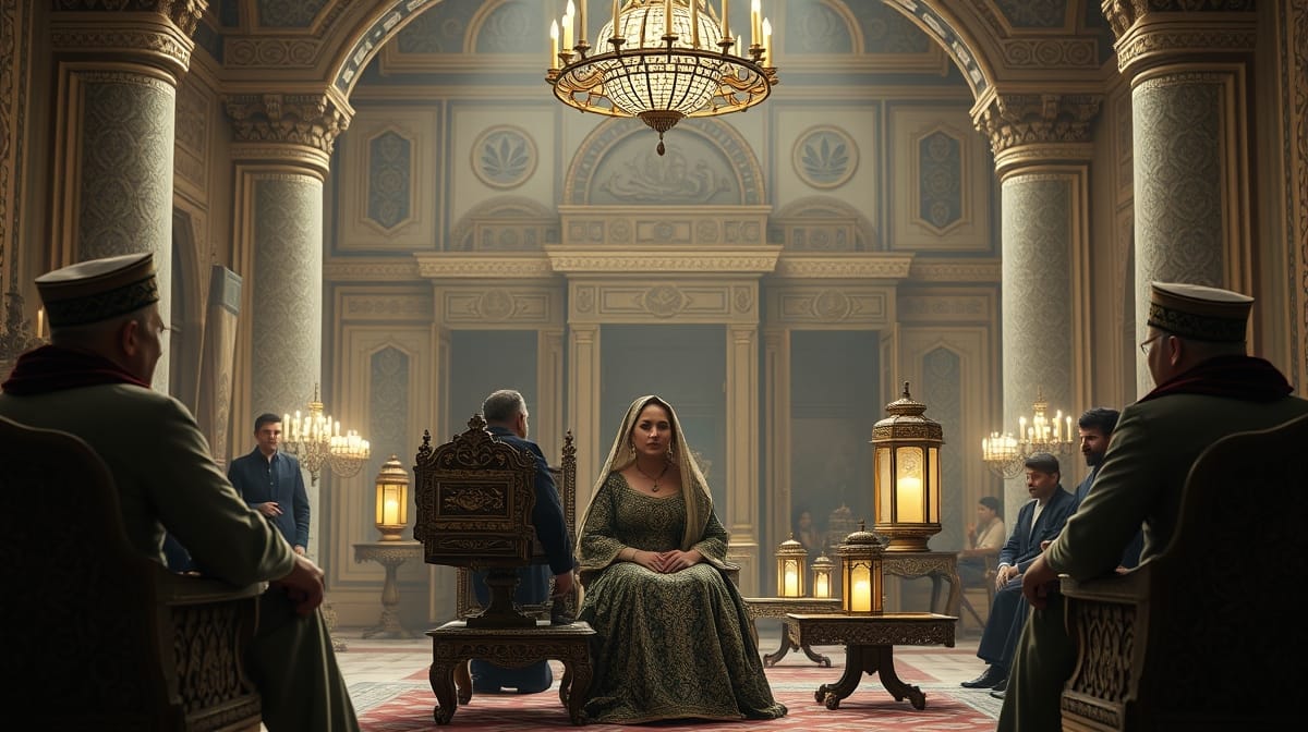 Valide Sultan odasında Osmanlı harem düzeni ve saray hiyerarşisini gösteren sahne