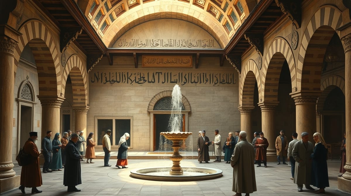 Osmanlı cami avlusunda Vakıf Sistemi sayesinde sürdürülen mahalle ve ibadet hayatı