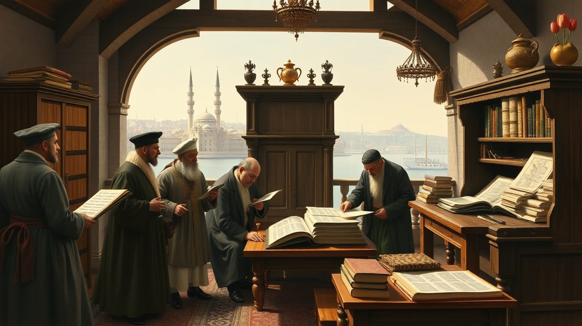 Lale Devri'nde matbaa izni ve Osmanlı modernleşmesini anlatan tarihî kompozisyon
