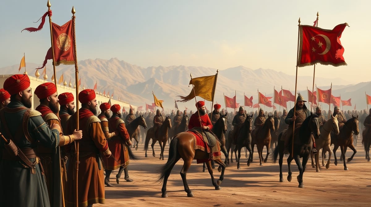 Şah İsmail ve Kızılbaş savaşçılarını Çaldıran seferi öncesinde betimleyen tarihî görsel