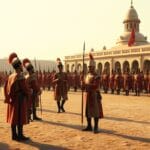III. Selim'in Nizam-ı Cedid askerlerini talim alanında denetlediği Osmanlı sahnesi