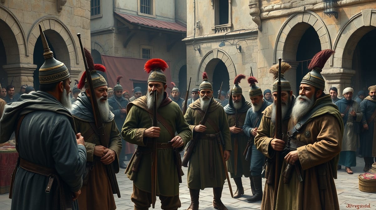 Yeniçeri Ocağı mensuplarının İstanbul şehir hayatıyla iç içe geçtiğini anlatan tarihî tasvir