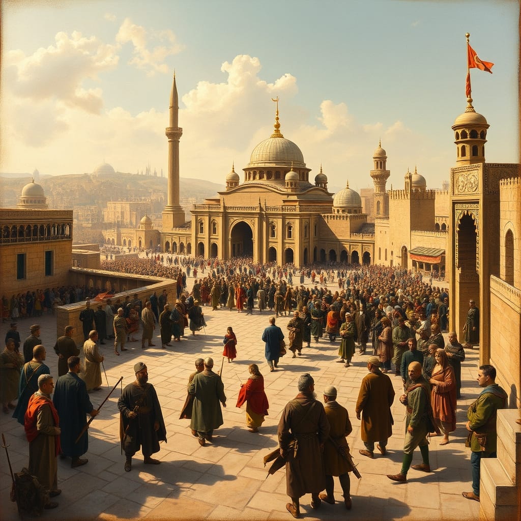 I. Selim döneminde Mısır'ın fethi sonrası Kahire'de Osmanlı hâkimiyetini gösteren tarihî tasvir
