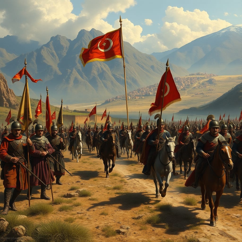 III. Murad döneminde Osmanlı-Safevî savaşlarını ve Kafkasya cephesini gösteren tarihî savaş tasviri