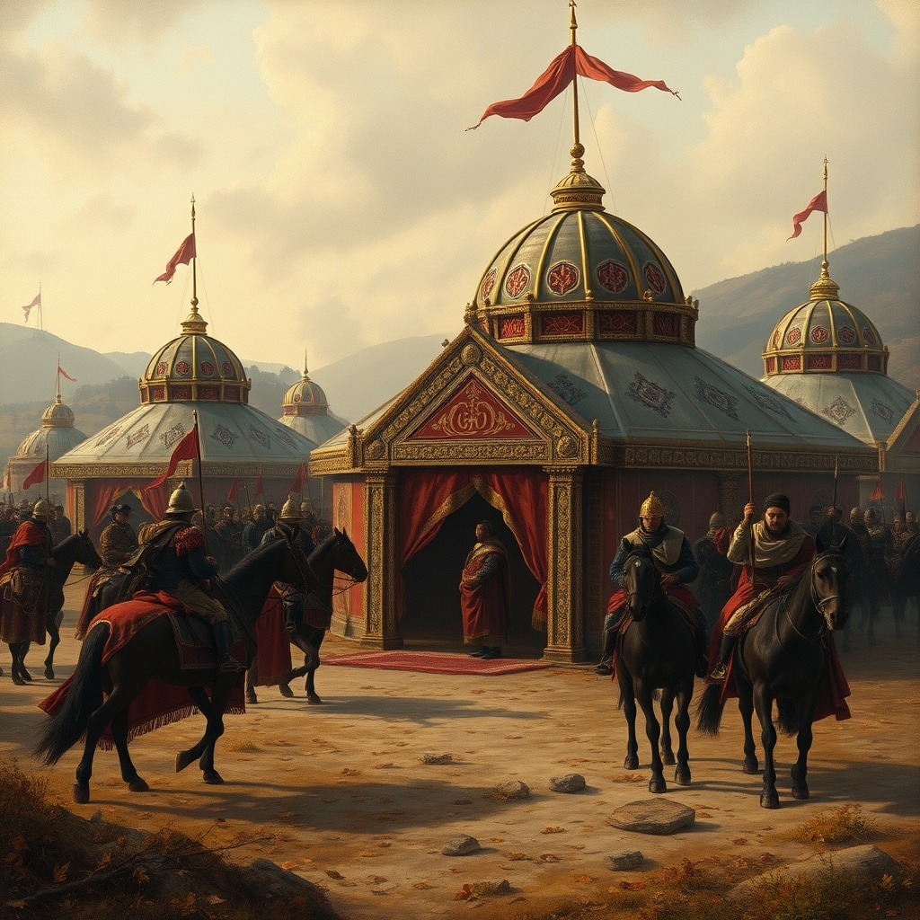 Şehzade Mustafa'nın 1553'te öldürüldüğü Ereğli yakınlarındaki Osmanlı ordugâhını betimleyen tarihî sahne