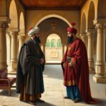 Zağanos Paşa ile genç Fatih Sultan Mehmed’i Edirne sarayında görüşürken betimleyen temsili tarihî resim